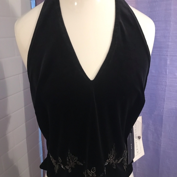 Jessica McClintock Tops - Vintage Black Velvet Halter Top